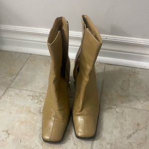 Beige, flat heel boots. Size 6.5 US